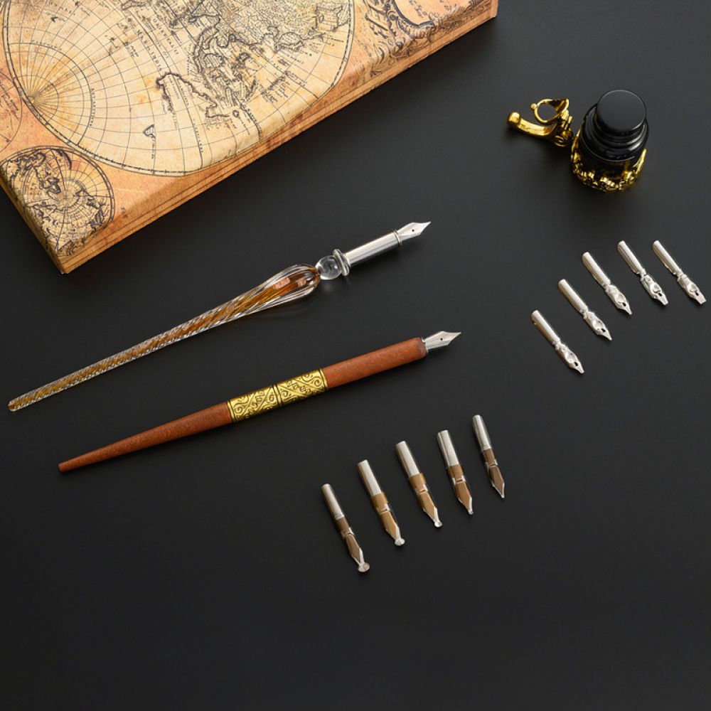 Glass Dip Pen Calligraphy Ink Set - Modernes Glas-Füllfederhalter-Set, Sternenhimmel, kreatives Kalligraphie-Werkzeug, elegantes