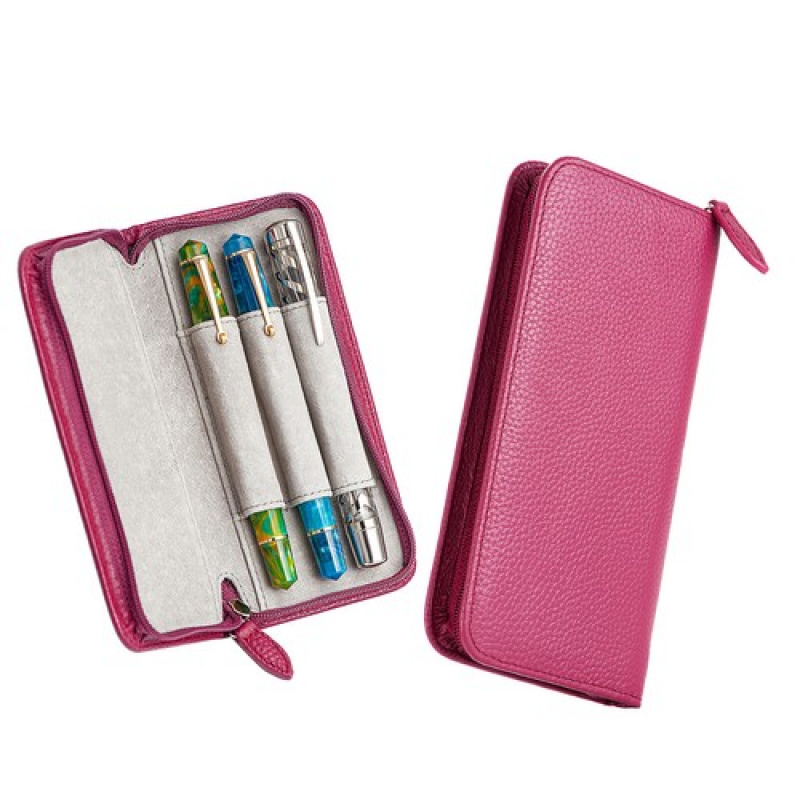 Leather Fountain Pen Case 3 Slots Pouch - A+ Füllfederhalteretui aus echtem Leder mit