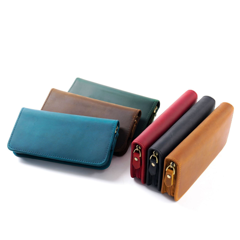 Leather Fountain Pen Case 3 Slots Pouch - Crazy Horse Echtleder Stiftetui mit 3