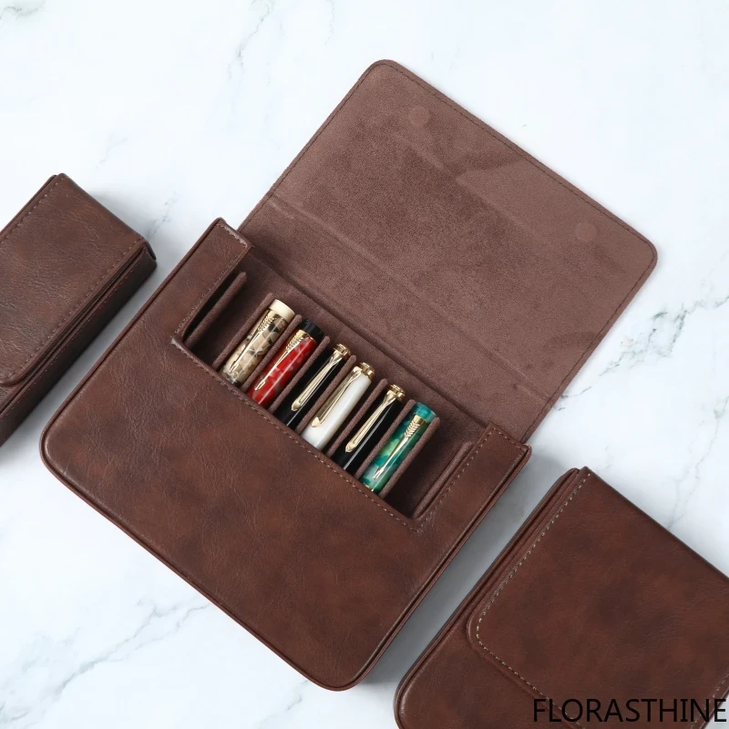 Leather Fountain Pen Case 3 Slots Pouch - Luxuriöses Etui aus Kunstleder für Füllfederhalter