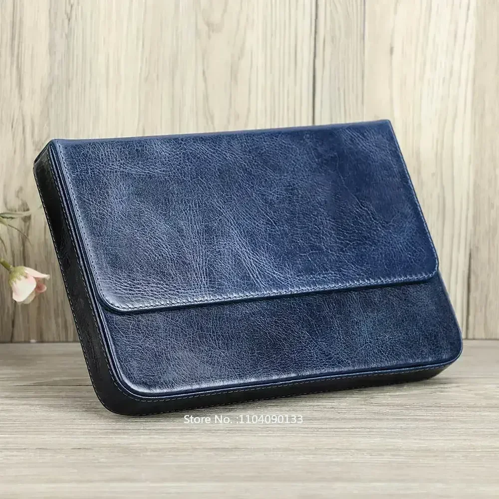 Leather Fountain Pen Case 3 Slots Pouch - Hochwertiges Echtleder-Etui für 12 Füllfederhalter, Büro-