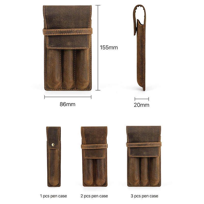 Vintage Crazy Horse Leder-Stif – Leather Fountain Pen Case 3 Slots Pouch Bewertung und Preis