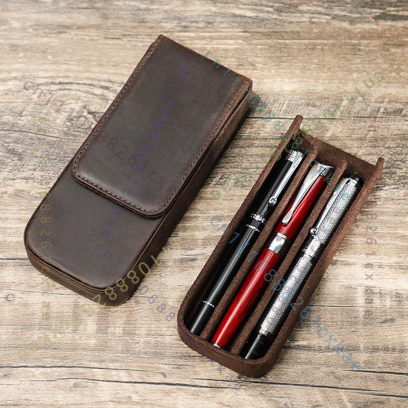 Vintage Crazy Horse Leder Stif – Leather Fountain Pen Case 3 Slots Pouch Bewertung und Preis