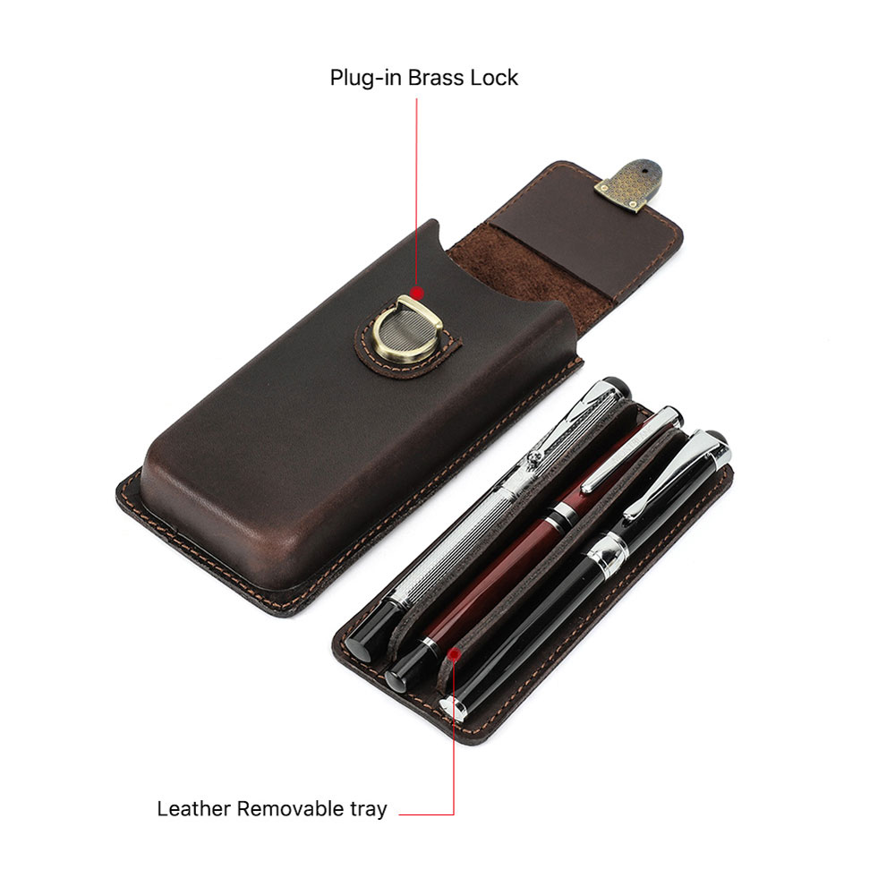 Handgefertigtes Echtleder-Fede – Leather Fountain Pen Case 3 Slots Pouch Bewertung und Preis