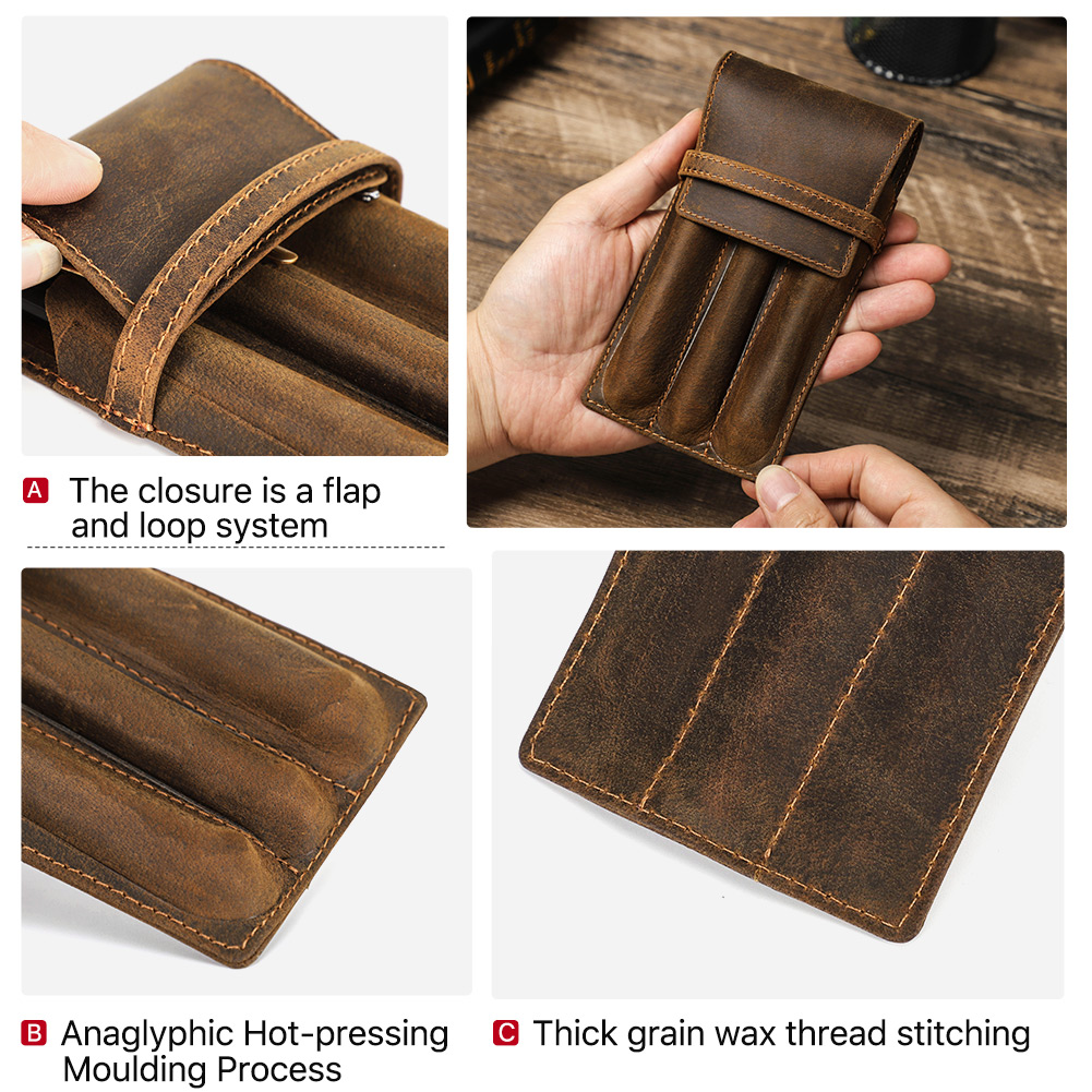 Handgefertigtes Lederetui für  – Leather Fountain Pen Case 3 Slots Pouch Bewertung und Preis