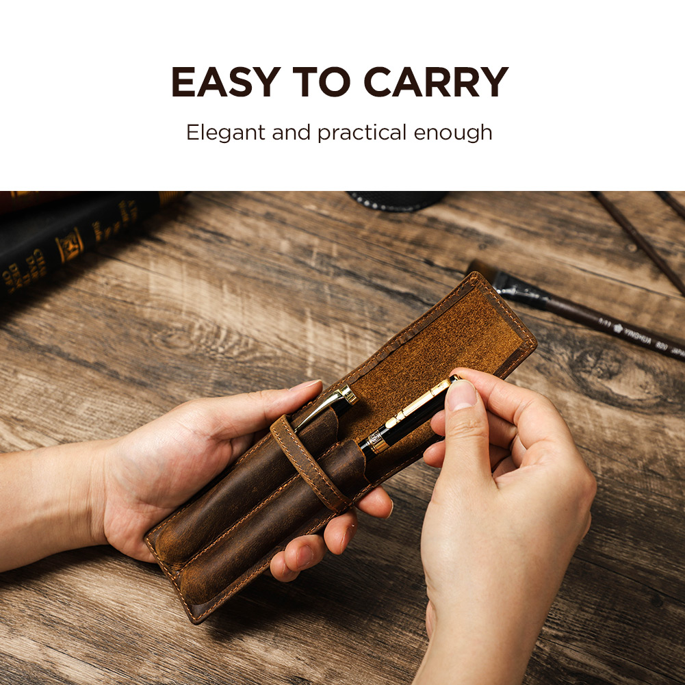 Luxus echtem rindsleder vintag – Leather Fountain Pen Case 3 Slots Pouch Bewertung und Preis