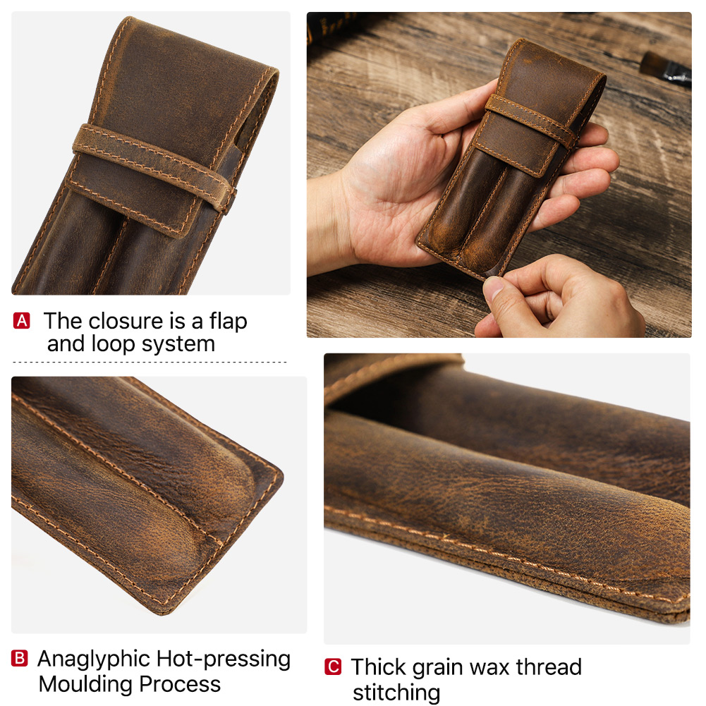 Luxus echtem rindsleder vintag – Leather Fountain Pen Case 3 Slots Pouch Bewertung und Preis